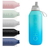 Chilly's Series 2 Flip Water Bottle with Sports Flip Lid, Telescopic Straw and Nylon Carry Loop - Easy Flip Lid, Straw Cleaning Brush Included - 500ml