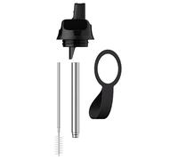 Chilly's Series 2 Sports Flip Lid with Telescopic Straw and Nylon Carry Loop - Easy Flip Lid, Straw Cleaning Brush Included - Accessory Series 2 Water Bottles - Abyss Black