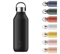 Chilly's Series 2 Water Bottle - Stainless Steel Thermal Bottles with Double Wall Vacuum, Soft Collar & Carry Loop - Abyss Black, 500ml