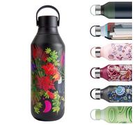 Chilly's Series 2 Water Bottle - Stainless Steel Thermal Bottles with Double Wall Vacuum, Soft Collar & Carry Loop - Electric Paradise, 500ml