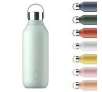Chilly's Series 2 Water Bottle - Stainless Steel Thermal Bottles with Double Wall Vacuum, Soft Collar & Carry Loop - Lichen Green, 500ml