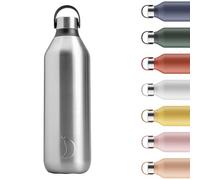 Chilly's Series 2 Water Bottle - Vacuum Insulated Stainless Steel Water Bottle with Soft Collar & Carry Loop, Thermal Flask For Hot & Cold Drinks - Leak Proof, No Sweat - Stainless Steel, 1000ml