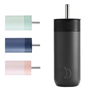 Chilly's Switch - BPA-Free Stainless Steel Switch Cup with Wide Straw for Milkshakes and Bubble Tea - Double Walled, Vacuum Insulated - Abyss Black, 500ml