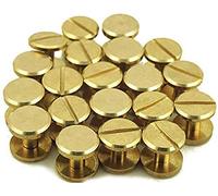 Chiloskit 10pcs 6mm Brass Button Studs Rivets Screwback Screw Leather Brass Copper Wallet Craft Solid Screw Nail Rivet Double Flat Head Belt Rivets