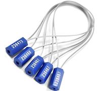 Chiloskit 10pcs Pull-Tite Security Cable Seals, Numbered Tamper Proof Tags, 300mm Metal Self-Locking Steel Wire Seals for Truck Container Shipping (Blue)