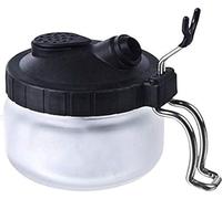 Chiloskit Multi-Purpose Airbrush Cleaning Pot Airbrush Washing Tool, Spray Gun Cleaner Universal Spray Out Pot Air Brush Glass Jar with Holder Station