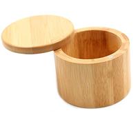 Chiloskit Round Bamboo Jar, Salt and Spices Storage Container,with Magnetic Swivel Lid 7x9cm (1-Tier)