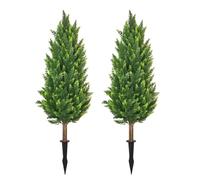 chilsoby 3.2Ft UV-Resistant Artificial Cedar Topiary Trees with Ground Spike, Set of 2 Faux Cypress Trees Artificial Shrubs Fake Pine Bushes for Indoor Outdoor Garden, Patio Decor
