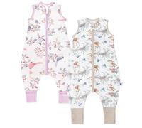 Chilsuessy 2pcs Baby Sleeping Bag with Feet 1.5 TOG Baby Sleep Sack with Legs 100% Cotton Toddler Wearable Blanket Walker Sleep Sack Kids, 1.5 Tog/Sika deer + Magpie, 100cm/4-5 Years