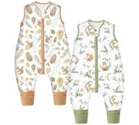 Chilsuessy 2pcs Baby Sleeping Bag with Feet Winter 2.5 TOG Baby Sleep Sack with Legs Toddler Wearable Blanket Walker Sleep Sack for Boys Girls, 2.5 Tog/Squirrel + Fox Garden, 80cm/2-3 Years