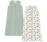 Chilsuessy Baby Sleeping Bag 1 Tog,2er Pack Infant Sleeping Bag Summer 100% Cotton Unisex Wearable Blanket Sleeping Sack for Toddler, 1 Tog/Elephant Lion Set, 110cm/3-4 T