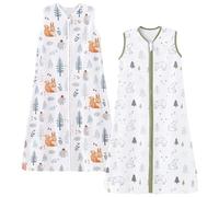 Chilsuessy Baby Sleeping Bag for Summer 100% Cotton 0.5 Tog, Infant Sleeping Bag Unisex Wearable Blanket Sleeping Sack for Toddler, Squirrels + Forest Bear, 90cm/1-2 T