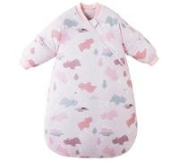 Chilsuessy Baby Sleeping Bag Winter Wearable Blanket Kids Sleeping Bag with Detachable Sleeves Cotton Soft Sleep Bag for Infant Toddler, Pink Hippo/2.5 Tog, 6-18 Months