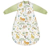 Chilsuessy Baby Sleeping Bag with Detachable Sleeves Winter 3.5 Tog Kids Sleeping Bag 100% Cotton Very Soft Sleep Bag for Infant Toddler, Green Zoo/3.5 Tog, 6-18 Months