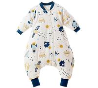 Chilsuessy Baby Sleeping Bag with Feet 1.5 Tog 100% Cotton Sleeping Sack with Removable Sleeves Anti Kick Infant Toddler Wearable Blanket for Boys and Girls, Spaceship, 100/4-5 Years