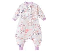 Chilsuessy Baby Sleeping Bag with Feet 1.5 Tog 100% Cotton Sleeping Sack with Removable Sleeves Anti Kick Infant Toddler Wearable Blanket for Boys and Girls, Magpie in Spring, 100/4-5 Years