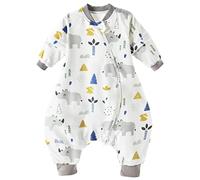 Chilsuessy Baby Sleeping Bag with Feet 1.5 Tog 100% Cotton Sleeping Sack with Removable Sleeves Anti Kick Infant Toddler Wearable Blanket for Boys and Girls, Cute rhino, 100/4-5 years