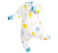 Chilsuessy Baby Sleeping Bag with Feet 100% Cotton Summer Sleeping Sack 1 Tog Kids Sleeping bags Anti Kick Infant Toddler Wearable Blanket for Boys and Girls, Sea jellyfish, 70cm/6-18 Months