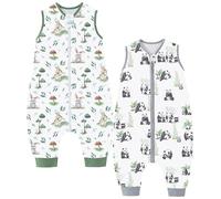 Chilsuessy Baby Sleeping Bag with Feet 2pcs Summer Baby Sleeping Bag 100% Cotton 0.5 Tog Summer Kid Sleeping Bag with Legs for Infant Toddler, Rabbit + Panda Home, 90cm/3-4 Years