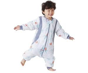 Chilsuessy Baby Sleeping Bag with Feet Winter Toddler Sleeping Sack with Removable Sleeves Anti Kick Infant Wearable Blanket for Boys Girls Warm Cotton, Forest Animals/2.5 Tog, XL/4-5 Years