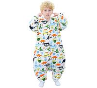 Chilsuessy Baby Sleeping Bag with Removable Sleeves 100% Cotton Winter Sleeping Sack with Feet Anti Kick Infant Toddler Wearable Blanket for Boys and Girls, Dinosaurs / 2.5Tog, XXL/5-6 years