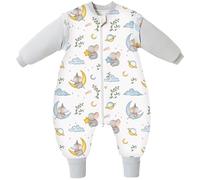 Chilsuessy Grey Elephant 3.5 Tog Sleeping Bag with Feet, Removable Sleeves, Toddler Sleeping Bag Winter, 1-2 Years