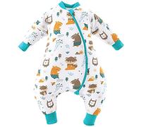 Chilsuessy Sleeping Bag with Feet, 2.5 Tog Sleeping Bag Baby, Removable Sleeves,Toddler Sleeping Bag with Legs, Baby Sleeping Bag Winter, Toddler Sleep Sack, Forest Animals/2.5 Tog, 90/3-4 Years