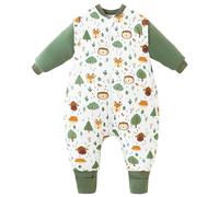 Chilsuessy Sleeping Bag with Feet,Sleeping Bag Baby, Removable Sleeves,Toddler Sleeping Bag with Legs, Baby Sleeping Bag Winter,Toddler Sleep Sack, Green Forest/2.5 Tog, 4-5 Years