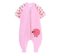 Chilsuessy Toddler Baby Summer Sleeping Bag with Feet Kids Short Sleeve Sleeping Bag 1005 Cotton, Pink, 100/Baby Height 95-105cm