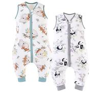 Chilsuessy Toddler Sleeping Bag with Feet 2pcs 2.5 Tog Baby Sleeping Sack with Legs Pyjamas Infant Walking Cotton Wearable Blankets, Koala + Panda, 100cm/4-5 Years