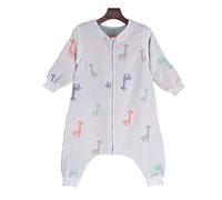 Chilsuessy Unisex Baby Sleepingbag Cotton Gauze Sleeping Bag, Girls Sleeping Bag with Feet, Tog 1, Giraffes, 80/Body Height 29.5"-35.4"