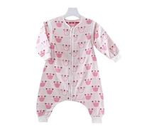 Chilsuessy Unisex Baby Sleepingbag Cotton Gauze Sleeping Bag, Girls Sleeping Bag with Feet, Tog 1, Pink Crown, 80/Body Height 29.5"-35.4"