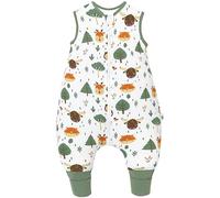 Chilsuessy Winter Baby Sleeping Bag with Feet 2.5 TOG Warm Baby Sleep Sack with Legs 100% Cotton Toddler Wearable Blanket Walker Sleep Sack for Boys and Girls, 2.5 Tog/Green Forest, 80cm/2-3 Years