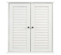 Orsina White Wood 2 Door Wall Cabinet, Decorative Wall Cabinet With Doors & Shelves, Kitchen Wall Storage Unit