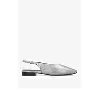 Chiltern Grove Sliver Leather Flat Sling Backs - Silver Leather / 38