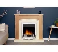 Adam Chilton Fireplace in Oak & Cream with Blenheim Electric Fire in Chrome, 39 Inch
