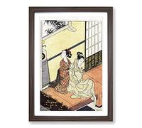 Chime of The Clock by Harunobu Suzuki Framed Print | A2 Walnut Framed Wall Art | Ready to Hang | Modern Nature Picture | Living Room Bedroom Lounge Office