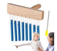 Chimes Percussion - 8 Tone Wooden Wind Instruments - Solid Aluminum Tube Musical Equipment with Knock Stick for Beginner Practice Indoor School Classroom Attention