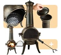 Tectake Cast Iron Chiminea Fire Pit with Cooking Grill, none