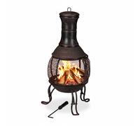 Chiminea Fire Bowl Outdoor Heater Log Burner 7.2 kg Steel Red Bronze 89 cm