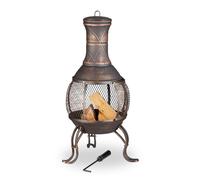 Chiminea Outdoor Fire Pit Garden Heater Patio Fireplace Bronze 89 cm Steel