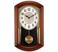 Chiming Wall Clock with Pendulum, Vintage Wooden Clock for Home Decor & Gift - Battery Operated Traditional Wall Clock with Chimes for Living Room, Office -