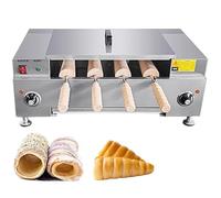 Chimney Cake Oven, Hungarian Cake Roller Machine with 4 Rollers, 3000W Ice Cream Cone Maker, Bread Roll Grill with Knob for Commercial Use