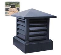 Chimney Cap, Rainproof Fireplace Cover, Square Aluminum Alloy with Tapered Top and Louvre for Outdoor Chimney Flue Protection