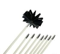 Chimney Cleaner Kit, Drill Powered Sweeping Brush, 4" Brush Head + 8Pcs Reinforced Nylon Flexible Rods, Duct Vent Cleaning Set, Sweep Tool for Flue/Fireplace/Sewage Pipe/Fume Hood