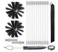 Chimney Cleaning Brush Kit, Duct Vent Cleaning Set Chimney Sweep Kit with 12 Flexible Rods, 2 Brush Head Duct Cleaning Tools for Fireplace Dryer Vent Sewage Pipe Fume Hood,Φ200mm