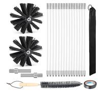Chimney Cleaning Brush Kit, Duct Vent Cleaning Set Chimney Sweep Kit with 15 Flexible Rods, 2 Brush Head Duct Cleaning Tools for Fireplace Dryer Vent Sewage Pipe Fume Hood,Φ200mm