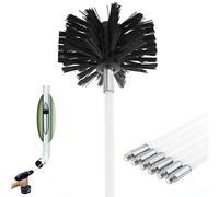 Chimney Cleaning Brush Kit, Duct Vent Cleaning Set included 6 Flexible Rods (610mm*100mm) with 1 Fireplace Brush Head For Chimney Stove/Fireplace/Dryer Vent/Sewage Pipe/Fume hood (Black)
