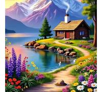 Chimney Cottage Scenery 60 Piece Jigsaw Puzzles for Adults, Colourful, Fun, Challenging and Brainteasing Adults jigsaw puzzles 60 Pieces, Beautiful Decoration Puzzle
