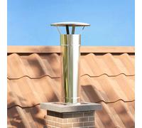 Chimney Extension Silver StainlessSteel Ø18cm 35x35x82cm Polished with Raincover